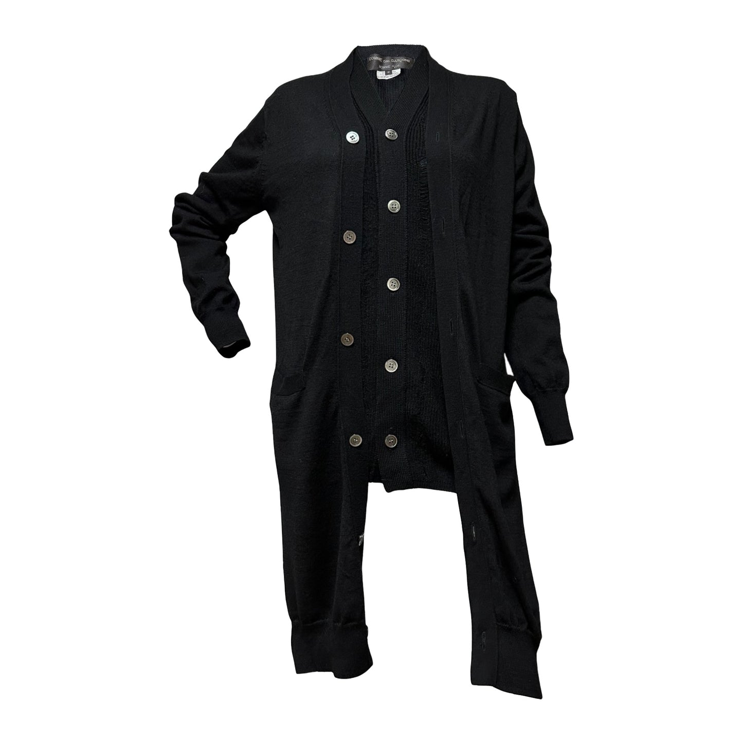 COMME DES GARÇONS HOMME PLUS Asymmetric Distressed Knit Cardigan