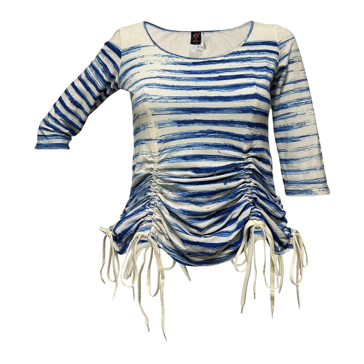 JEAN PAUL GAULTIER Striped Print Three-Quarter Sleeve T-Shirt