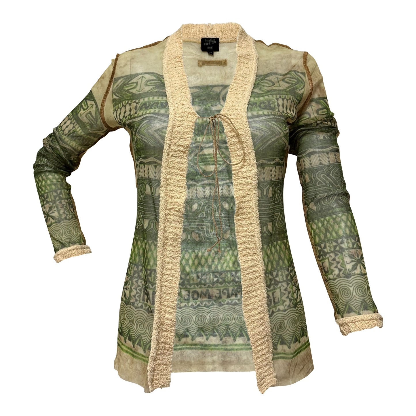 JEAN PAUL GAULTIER Painting Gauguin Mesh Cardigan