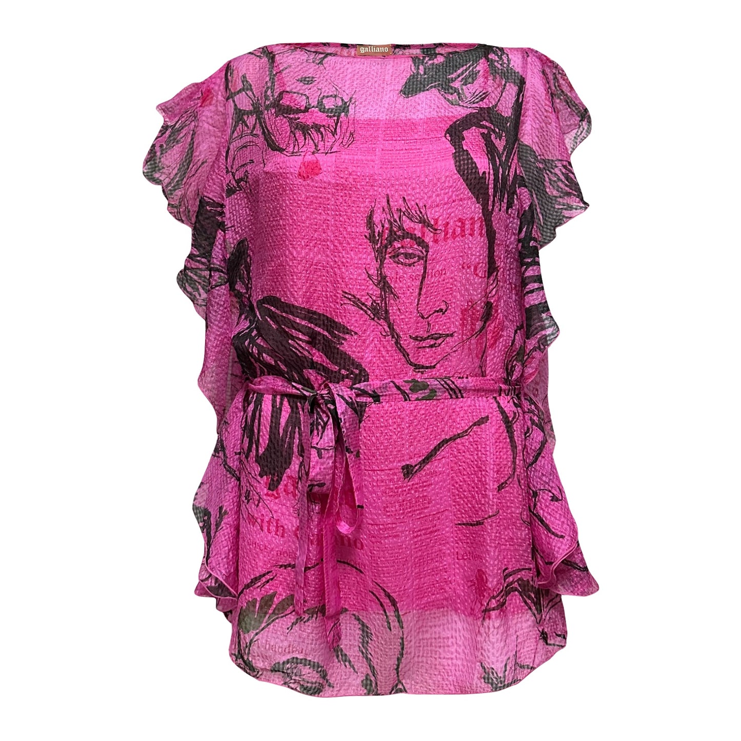 JOHN GALLIANO Newspaper Graffiti Print Frill Top