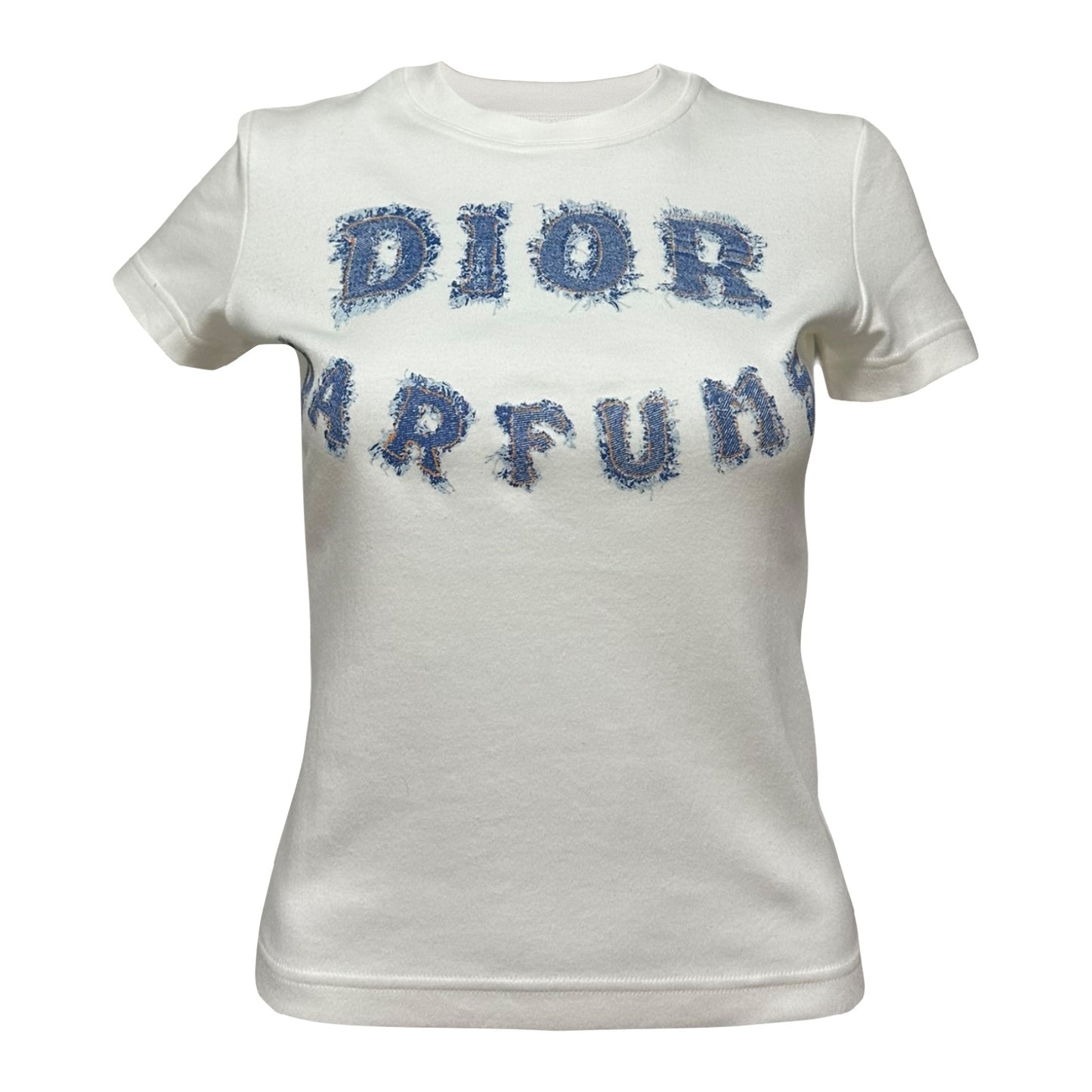 CHRISTIAN DIOR Spring Summer 2002 "DIOR PARFUMS" Denim Look Logo T-Shirt