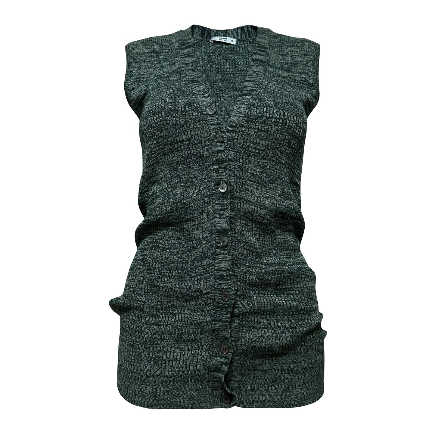 PRADA Spring Summer 2008 "Fairy" Ribbed Knit Button Up Vest