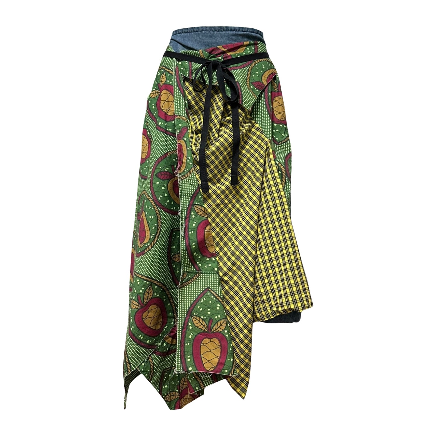 JUNYA WATANABE Spring Summer 2009 African Print Wrap Denim Skirt