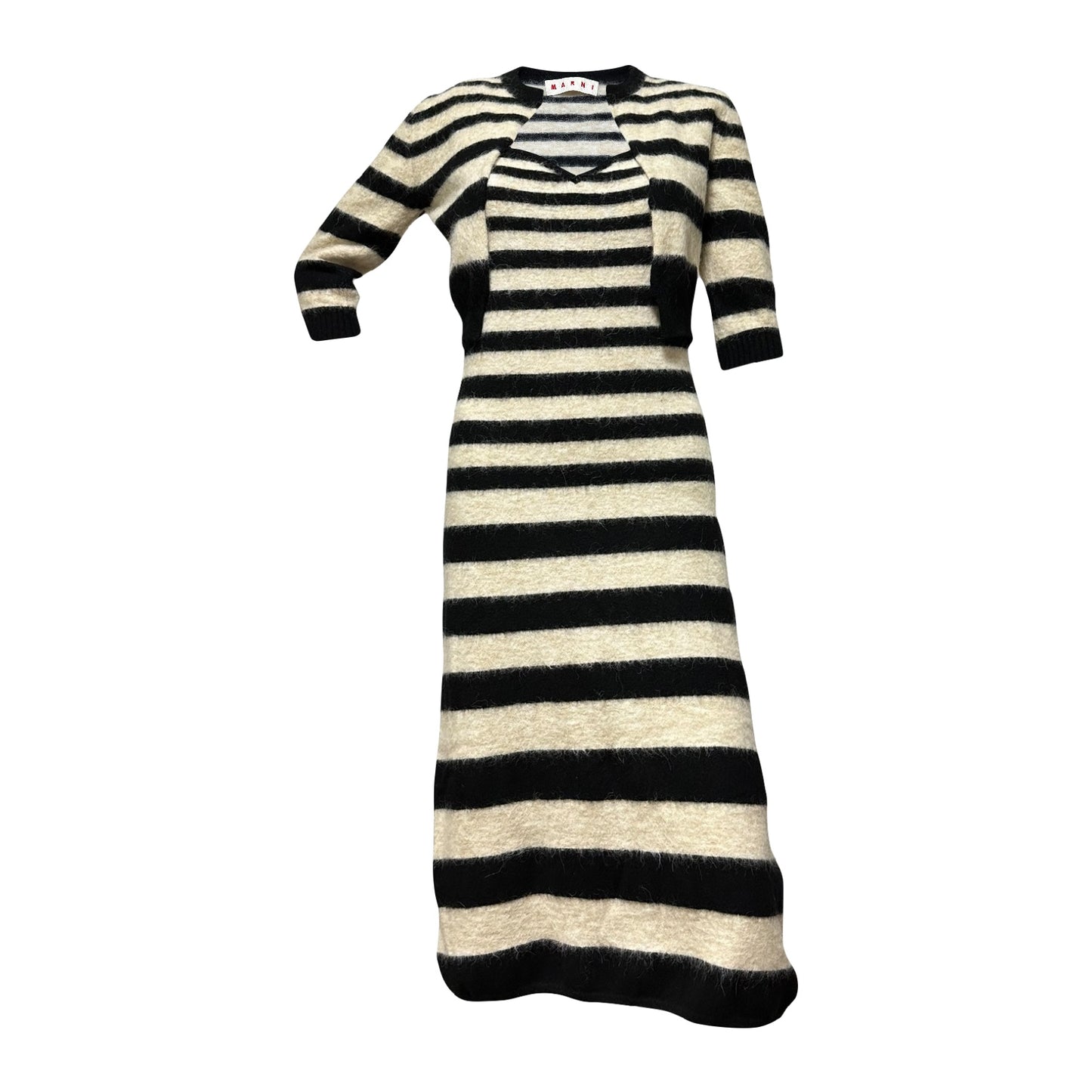 MARNI Striped Knit Midi Dress and Cropped Cardigan Set Up