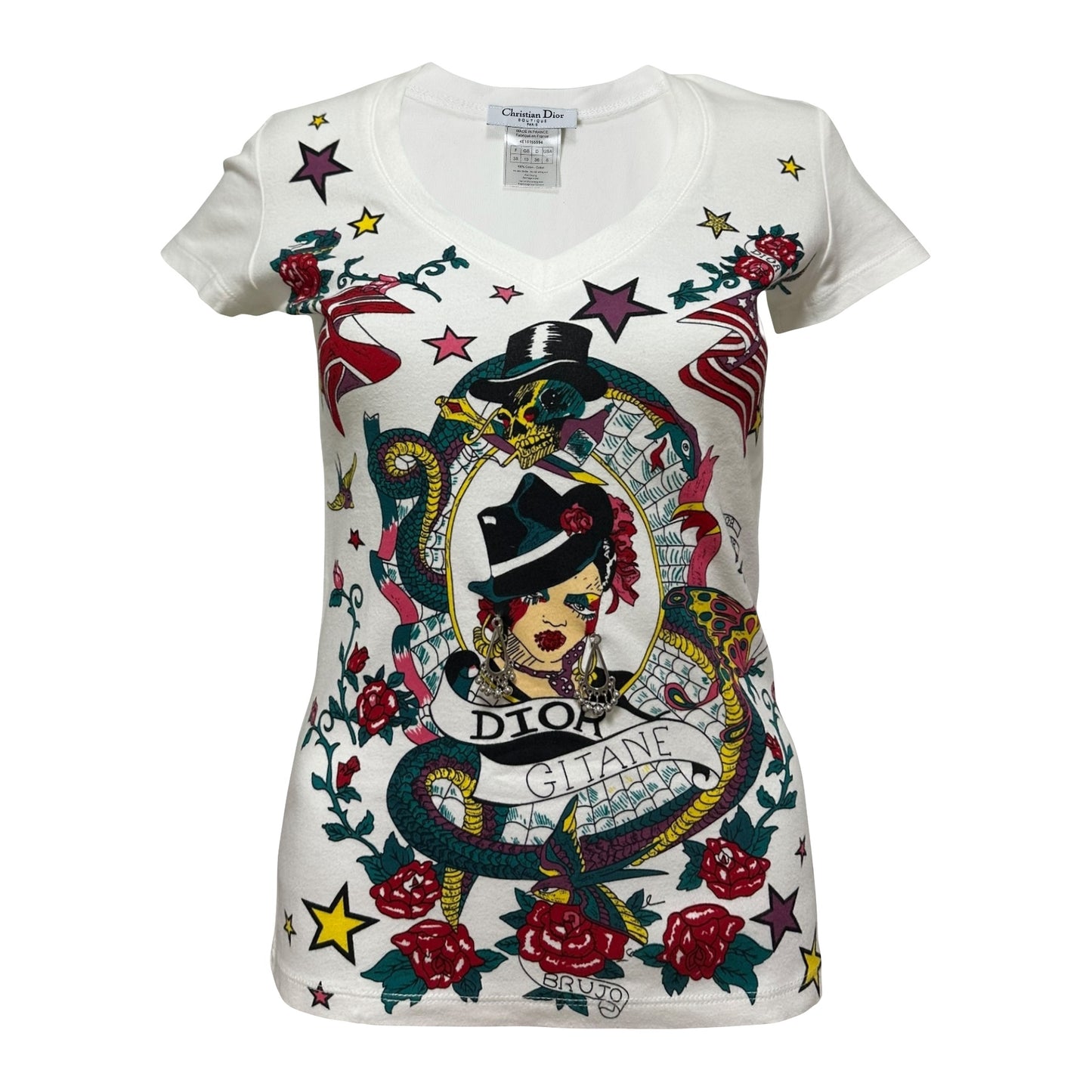 CHRISTIAN DIOR Spring Summer 2004 Gitane Tatoo Print T-Shirt