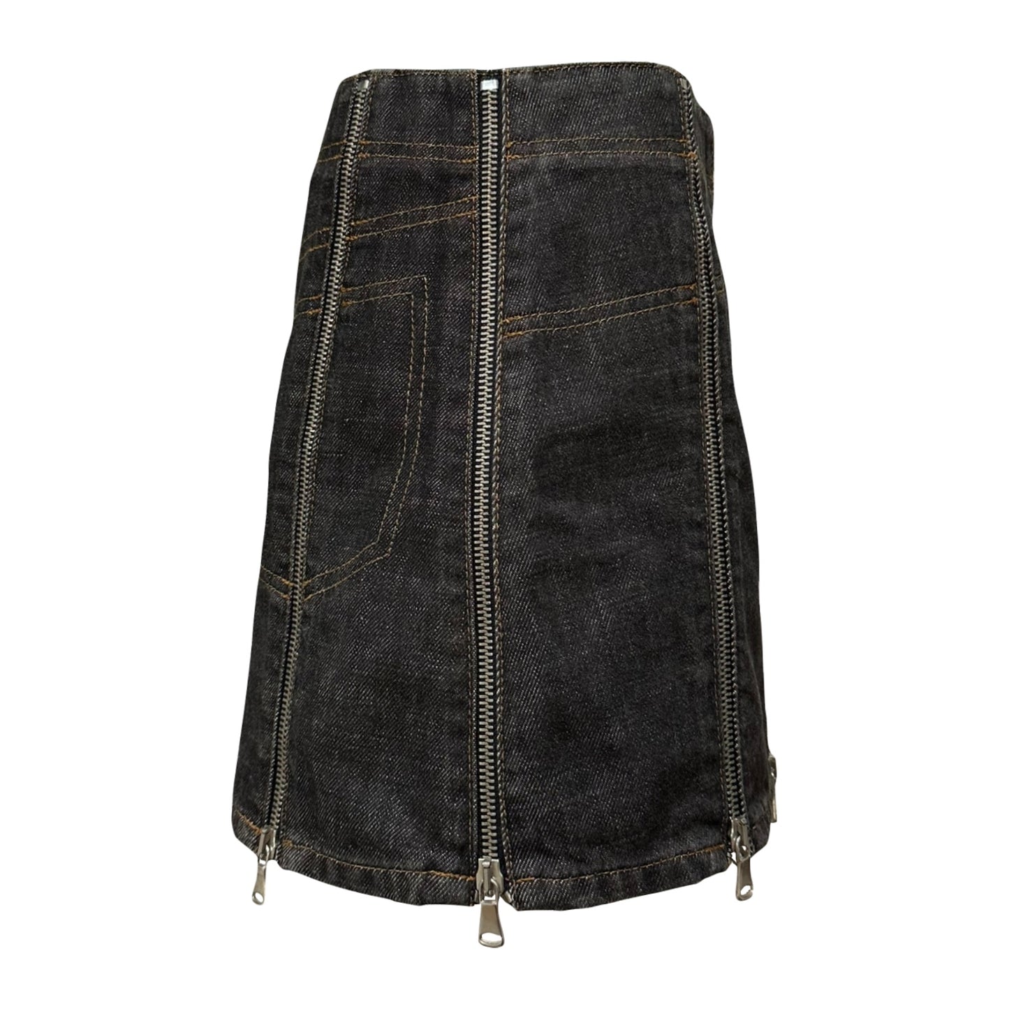D&G Spring Summer 2003 Zipper Panel Denim Mini Skirt