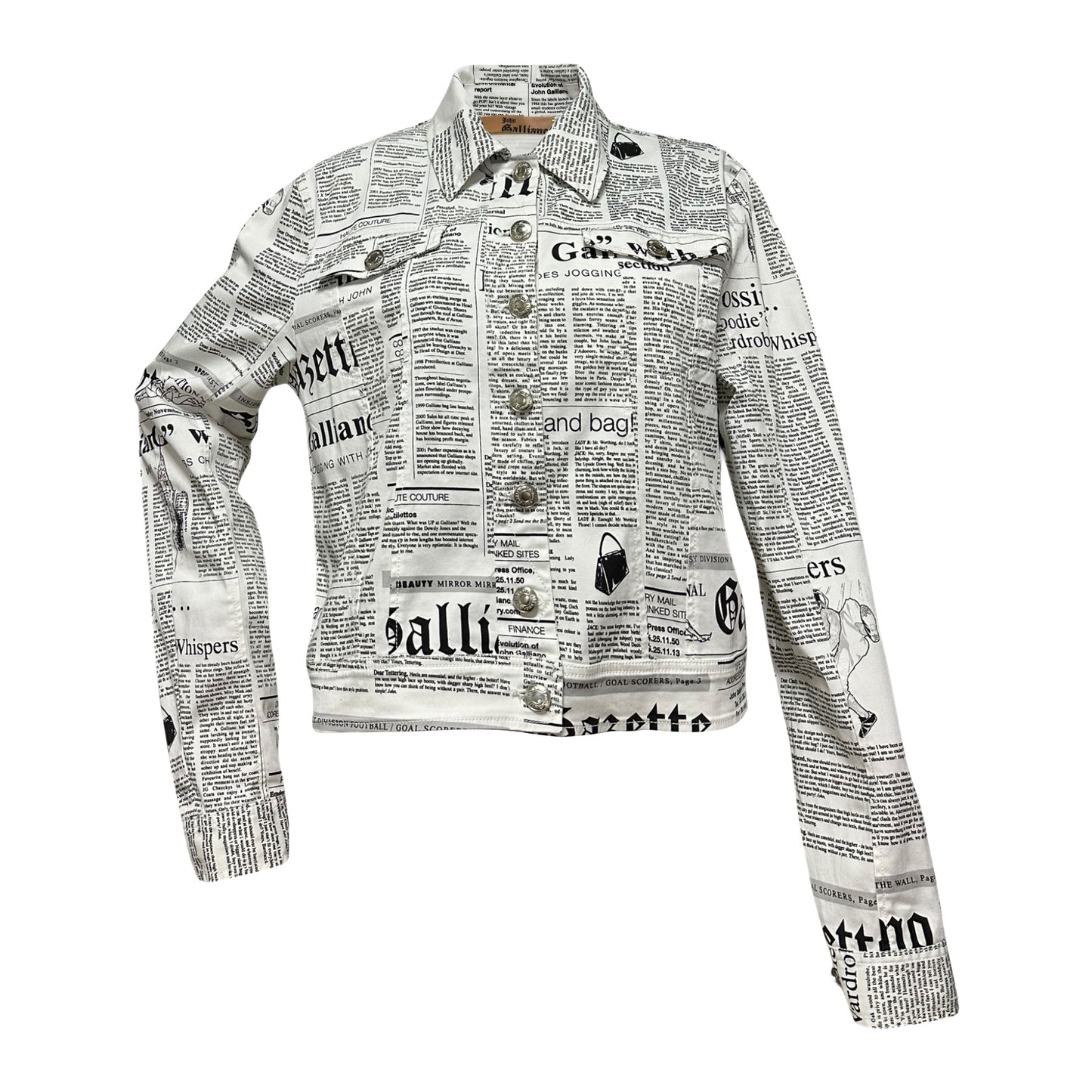 JOHN GALLIANO Fall Winter 2005 Newspaper Print Denim Jacket