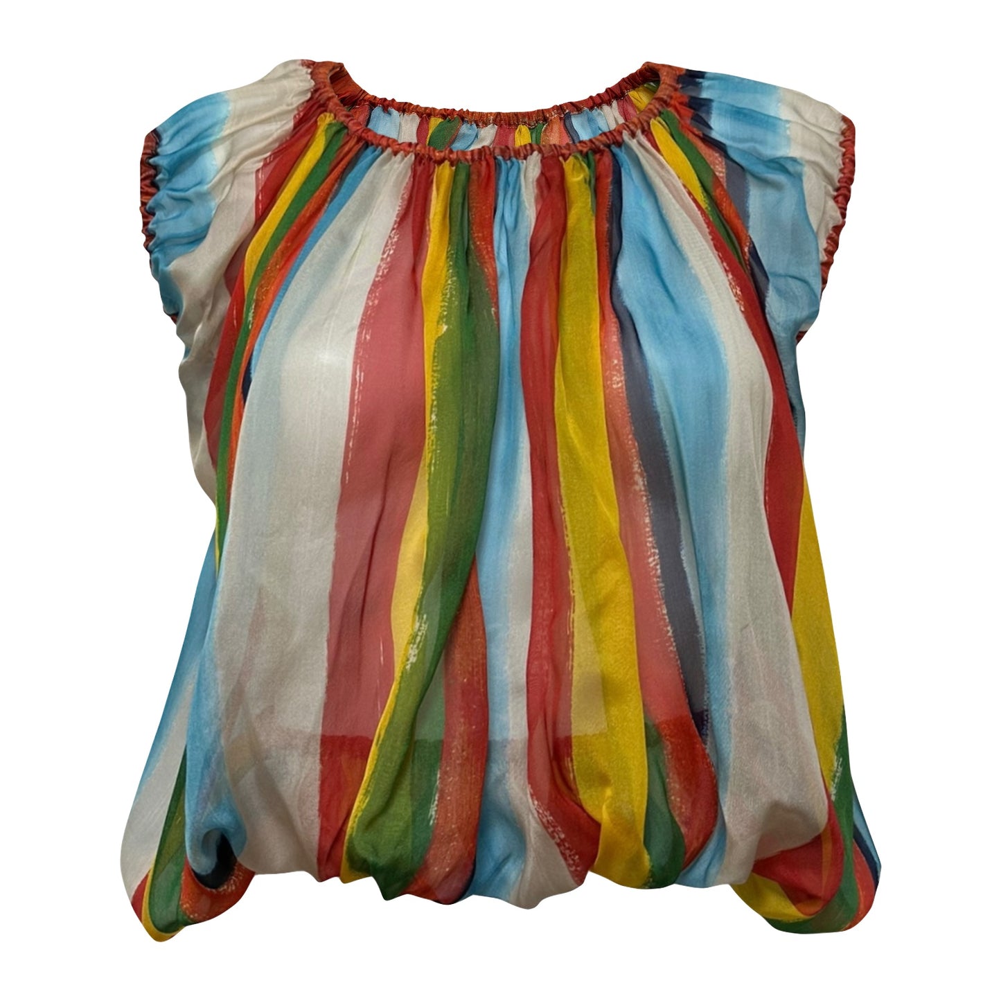 DOLCE&GABBANA Spring Summer 2002 Striped Sheer Silk Top