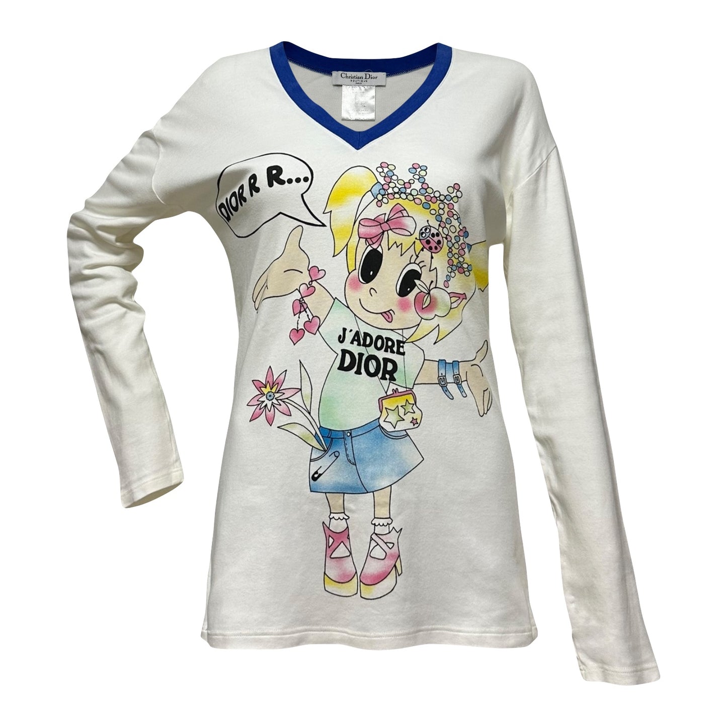 CHRISTIAN DIOR Spring Summer 2005 Cartoon Girl "J'ADORE DIOR" Long Sleeve T-Shirt