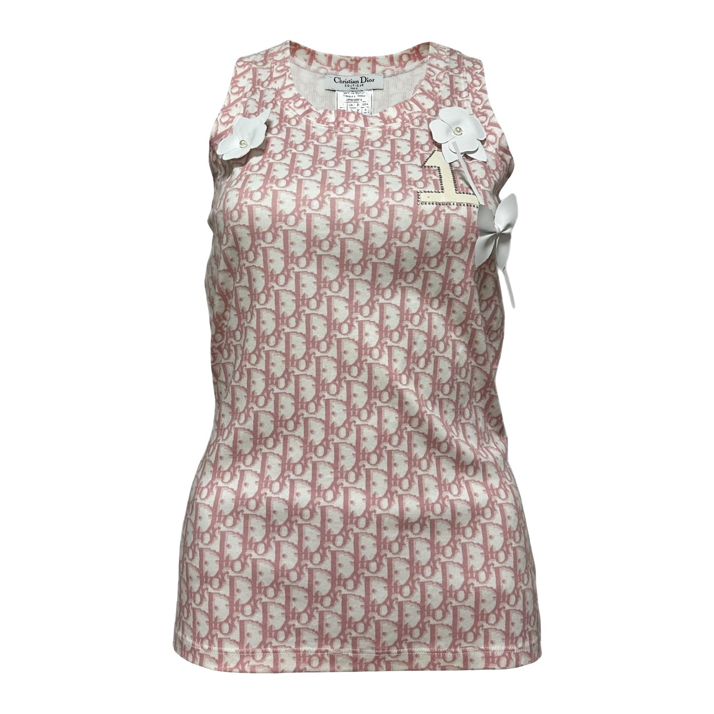 CHRISTIAN DIOR Spring Summer 2004 Trotter Print Swarovski No. 1 Flower Tank Top