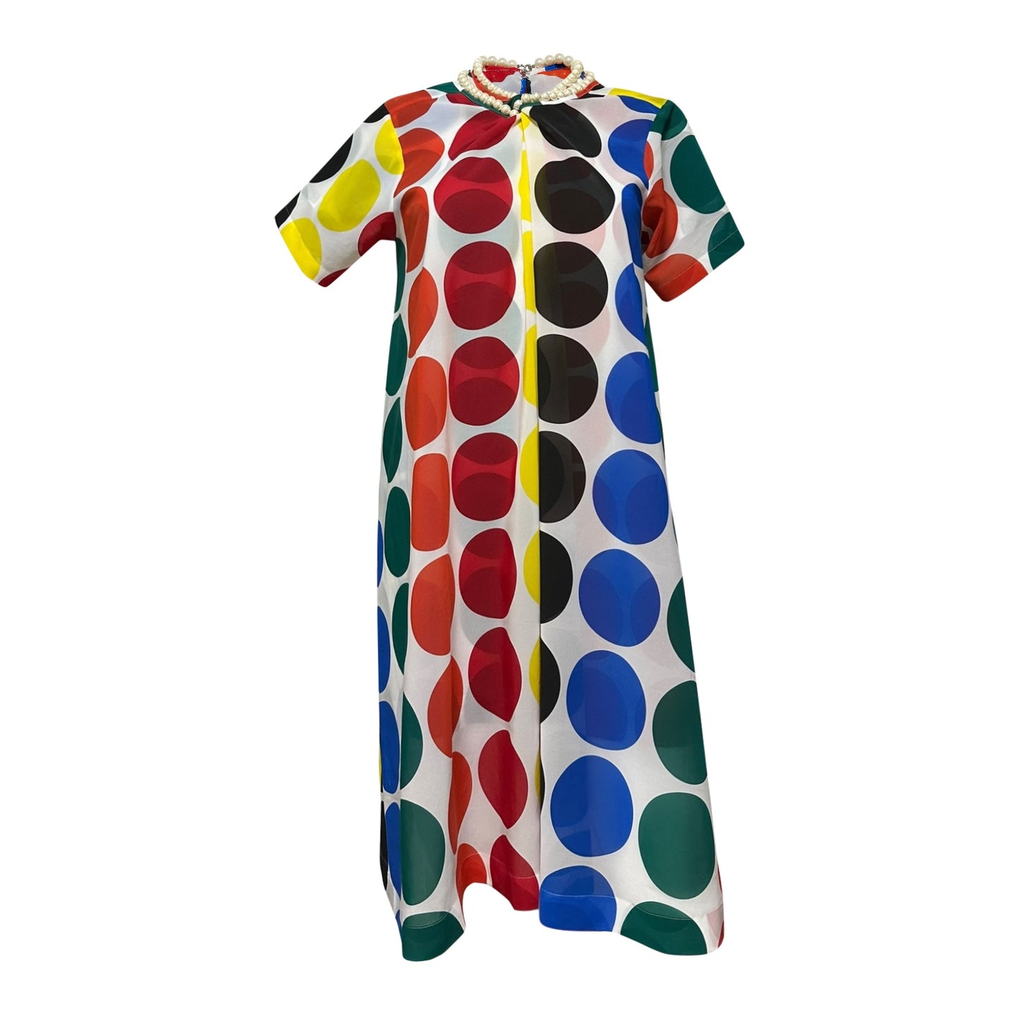 JUNYA WATANABE Spring Summer 2001 Pearl Embellished Polka Dot Midi Dress