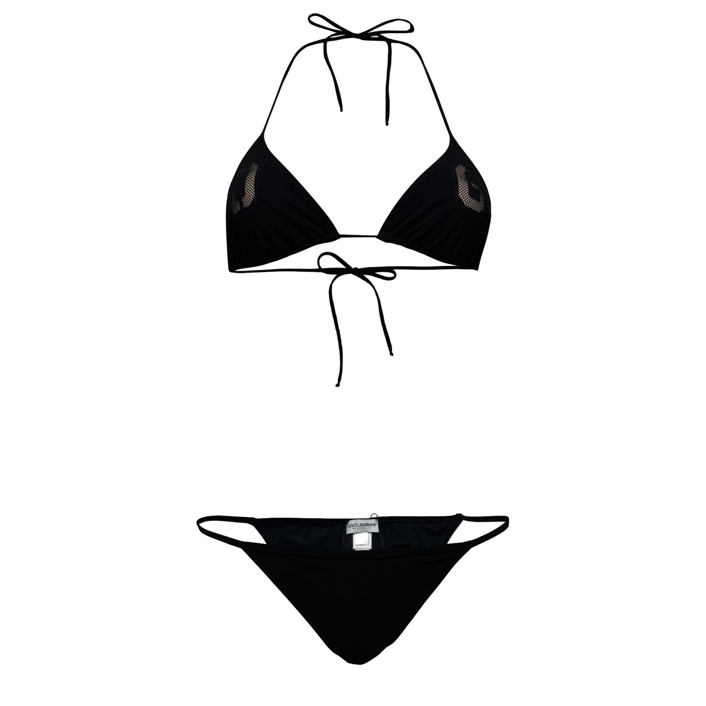 DOLCE&GABBANA Mesh DG Logo Triangle String Bikini