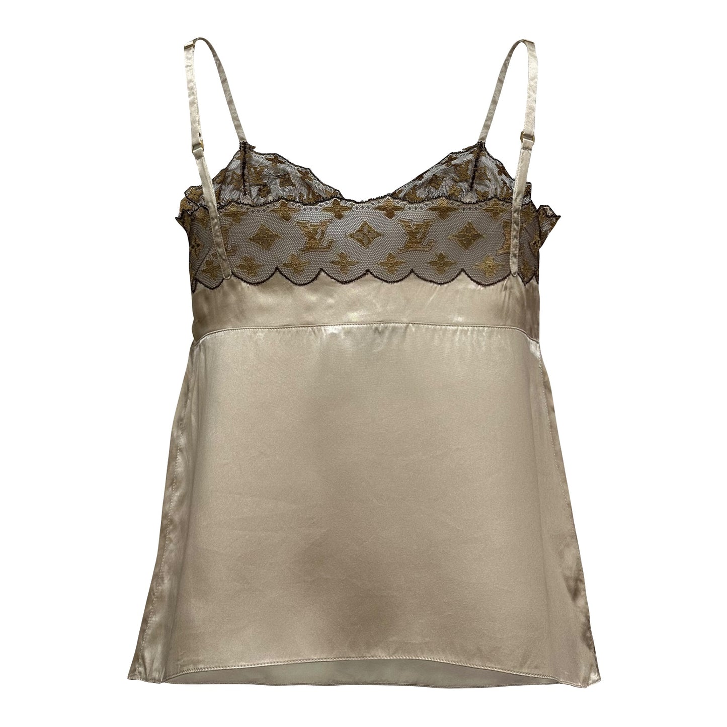 LOUIS VUITTON Silk Camisole with Monogram Lace Trim