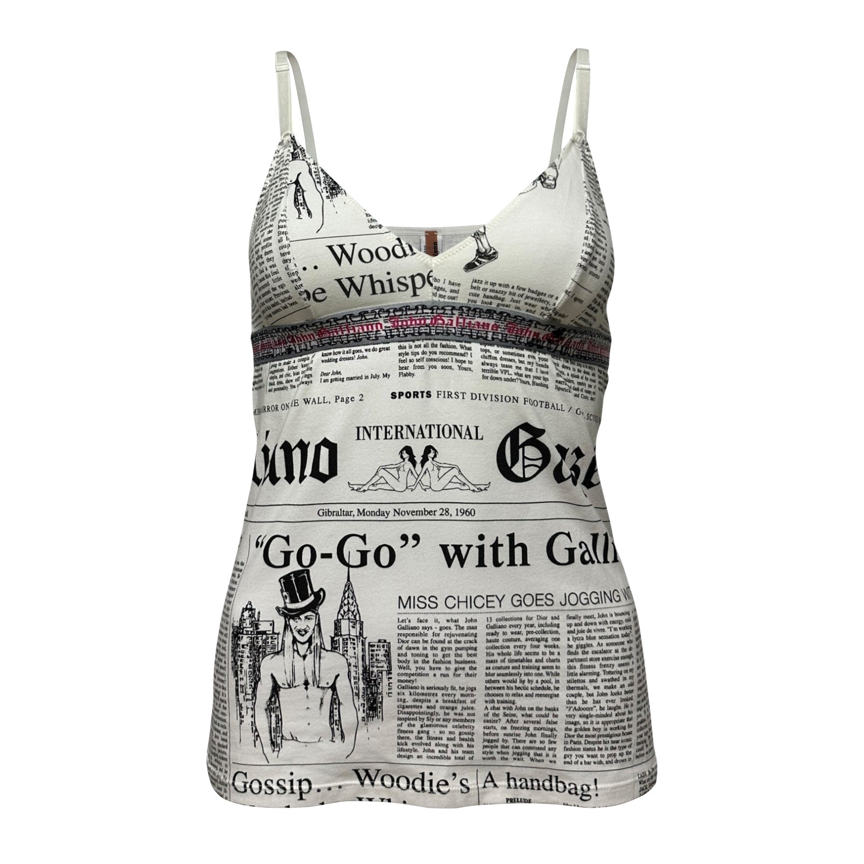 【John Galliano】Newspaper Camisole JOHN GALLIANO Newspaper Print Camisole – 24/7 archives
