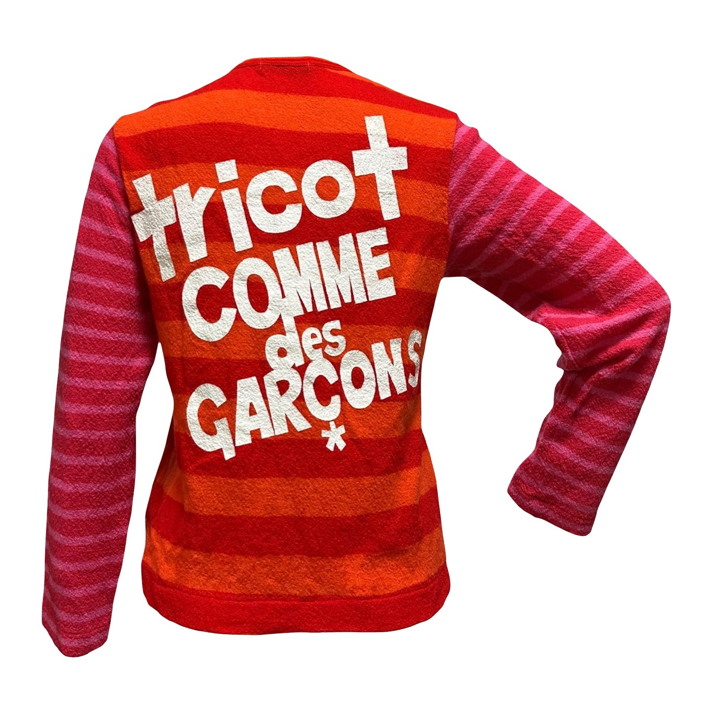 TRICOT COMME DES GARÇONS Logo Print Striped Button-Up Cardigan