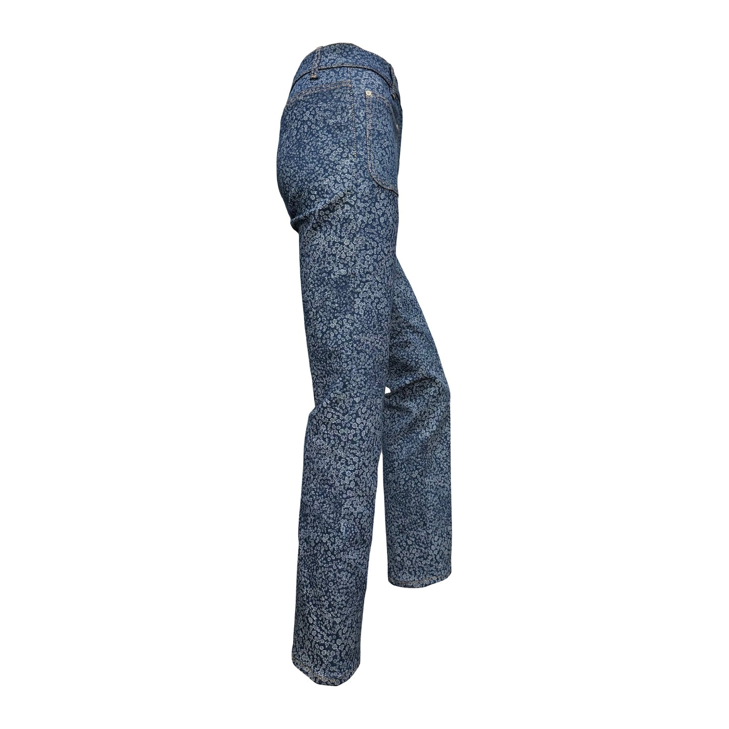 CHANEL Spring Summer 2021 CC Logo Floral Printed High Rise Denim Pants
