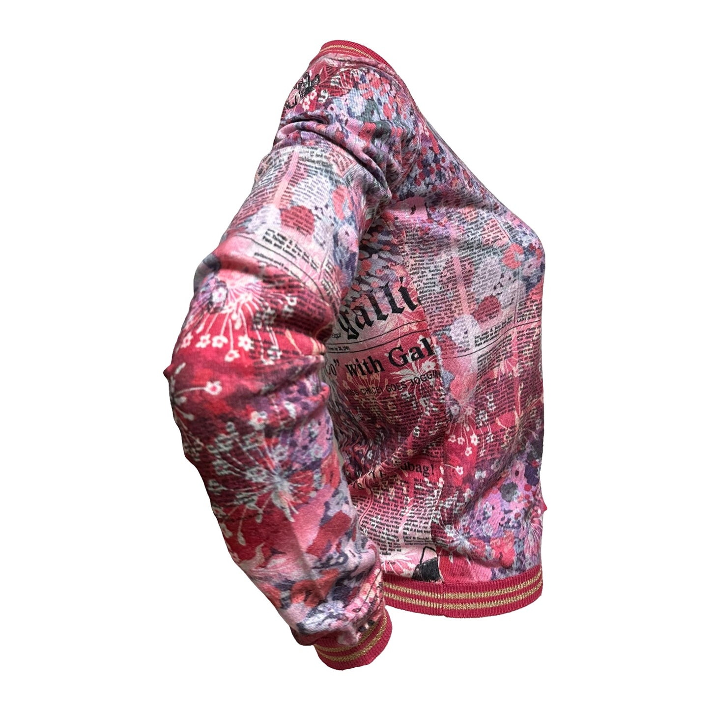 JOHN GALLIANO Floral Newspaper Print Knit Cardigan