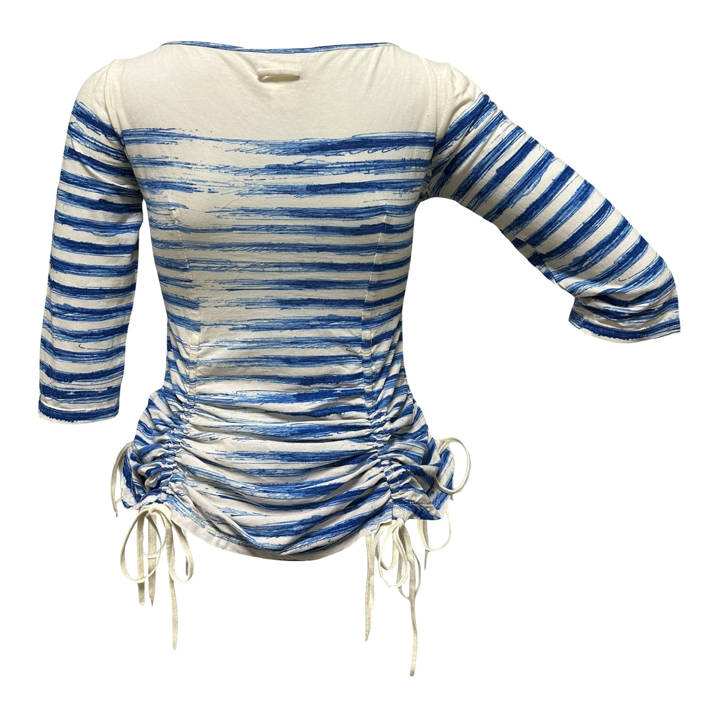 JEAN PAUL GAULTIER Striped Print Three-Quarter Sleeve T-Shirt
