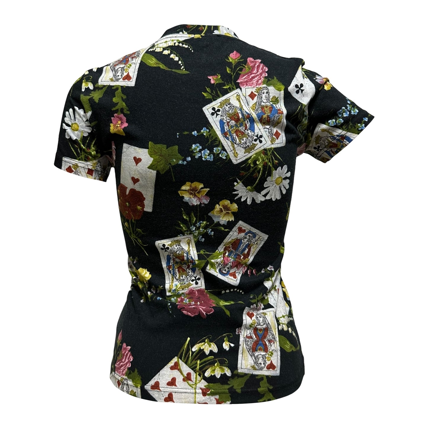 CHRISTIAN DIOR Fall Winter 2002 Floral Playing Cards Print T-Shirt