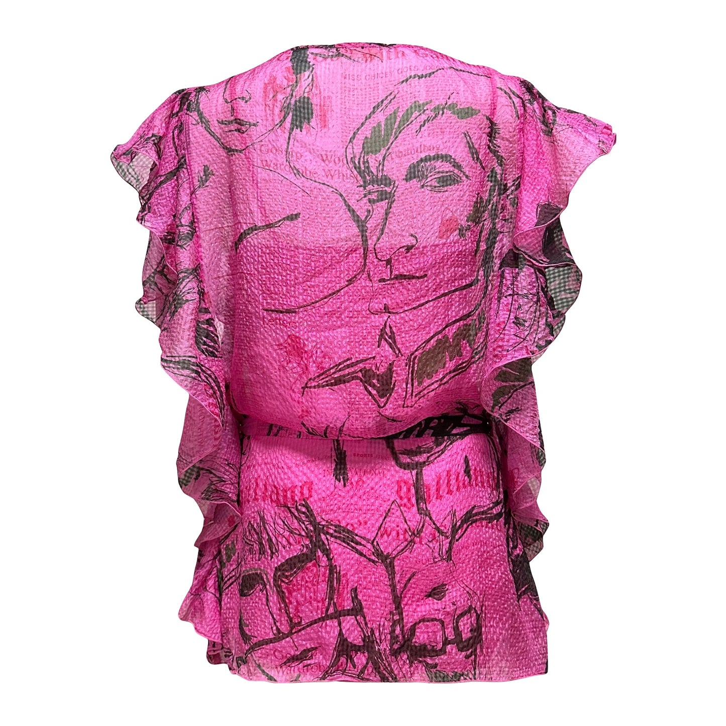 JOHN GALLIANO Newspaper Graffiti Print Frill Top
