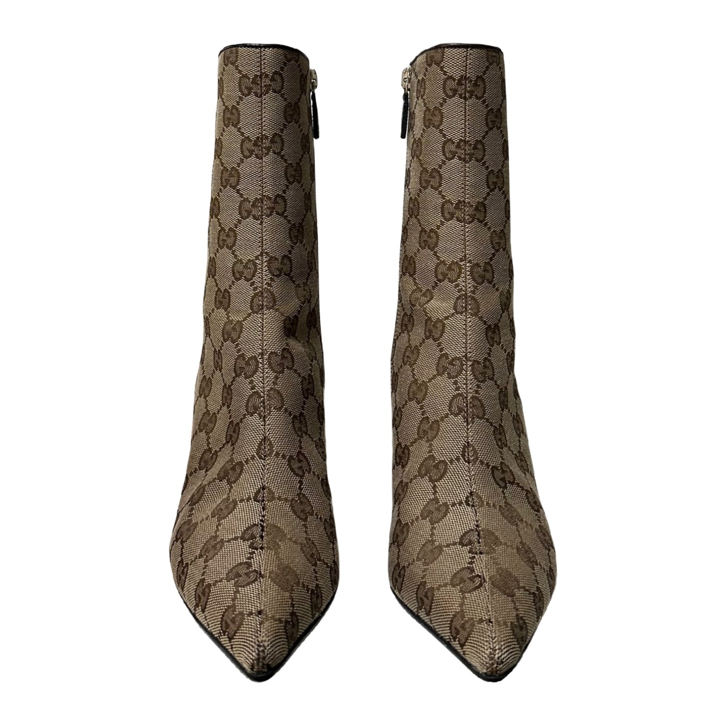GUCCI GG Monogram Canvas Pointed Toe Ankle Boots
