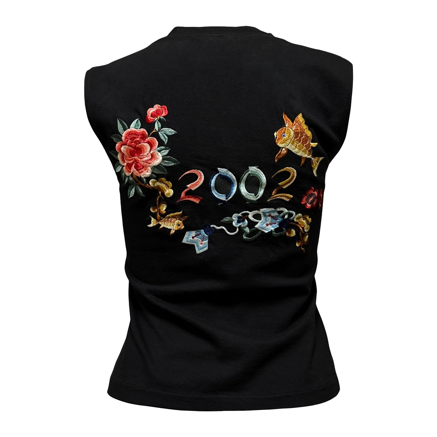 CHRISTIAN DIOR 2002 Oriental Koi Fish Floral Embroidered Tank Top