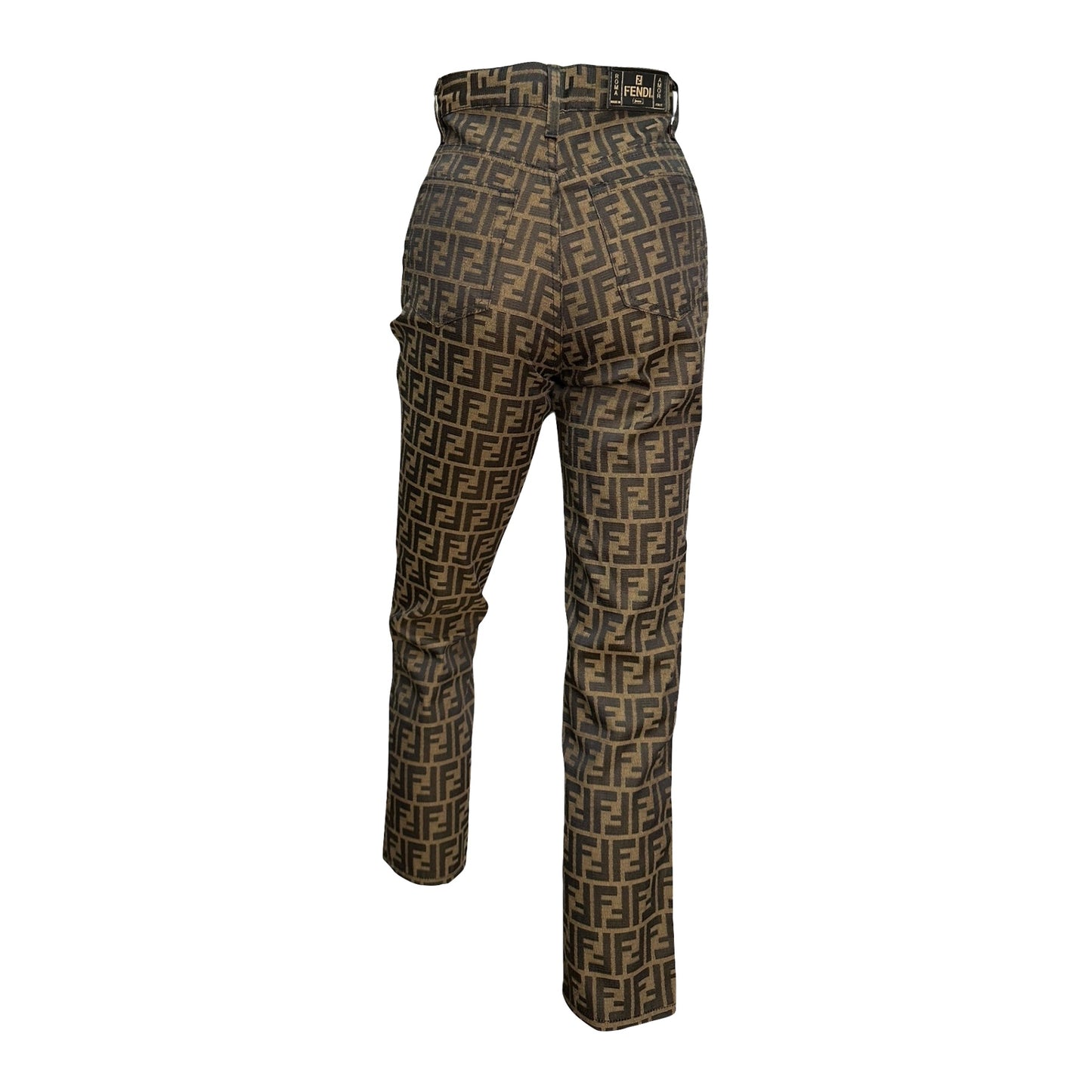 FENDI Vintage FF Zucca Monogram High Rise Straight Leg Pants