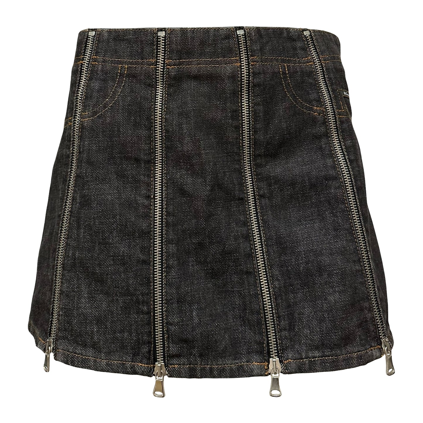 D&G Spring Summer 2003 Zipper Panel Denim Mini Skirt