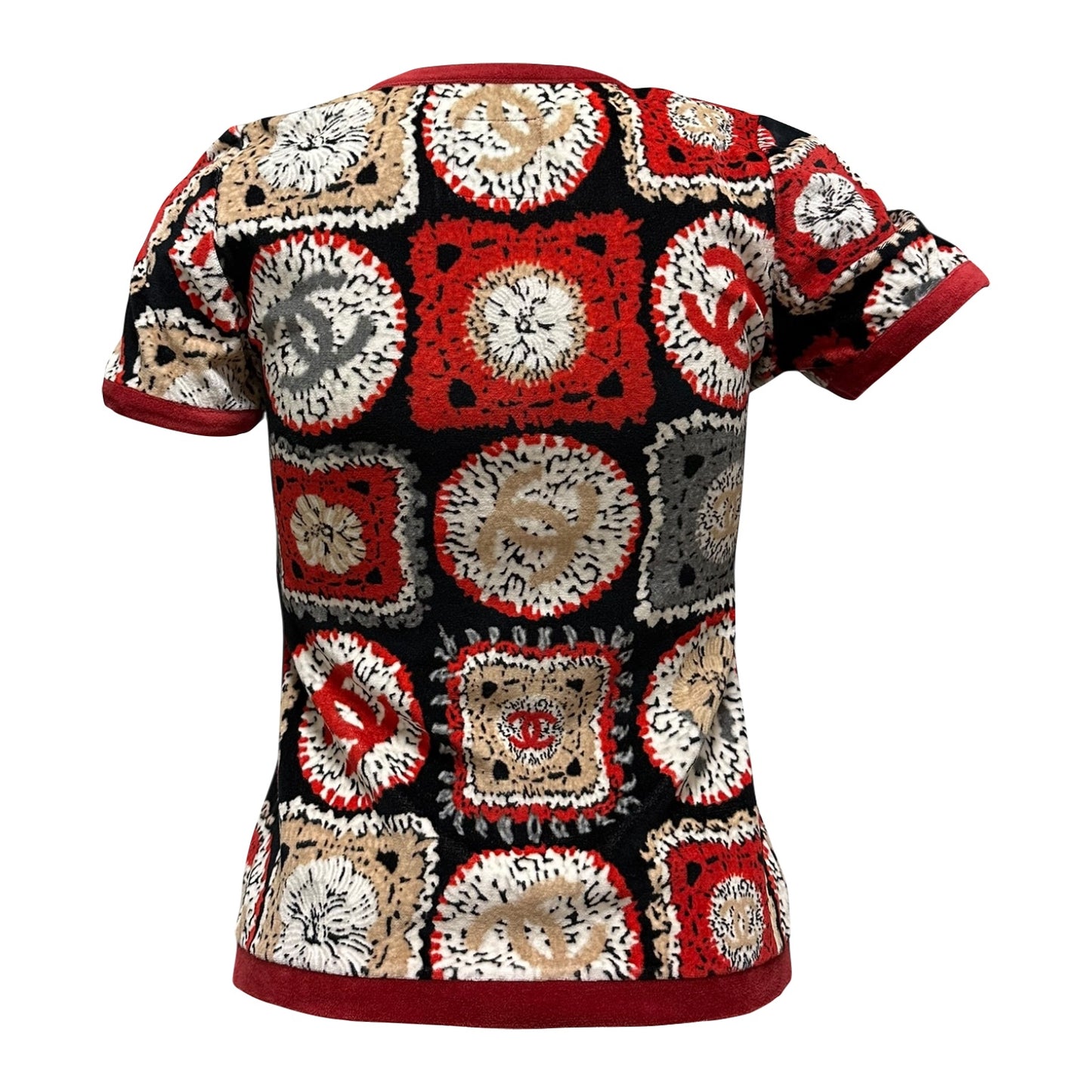 CHANEL Sport Spring Summer 2009 Patchwork Print Velour Short Sleeve Top