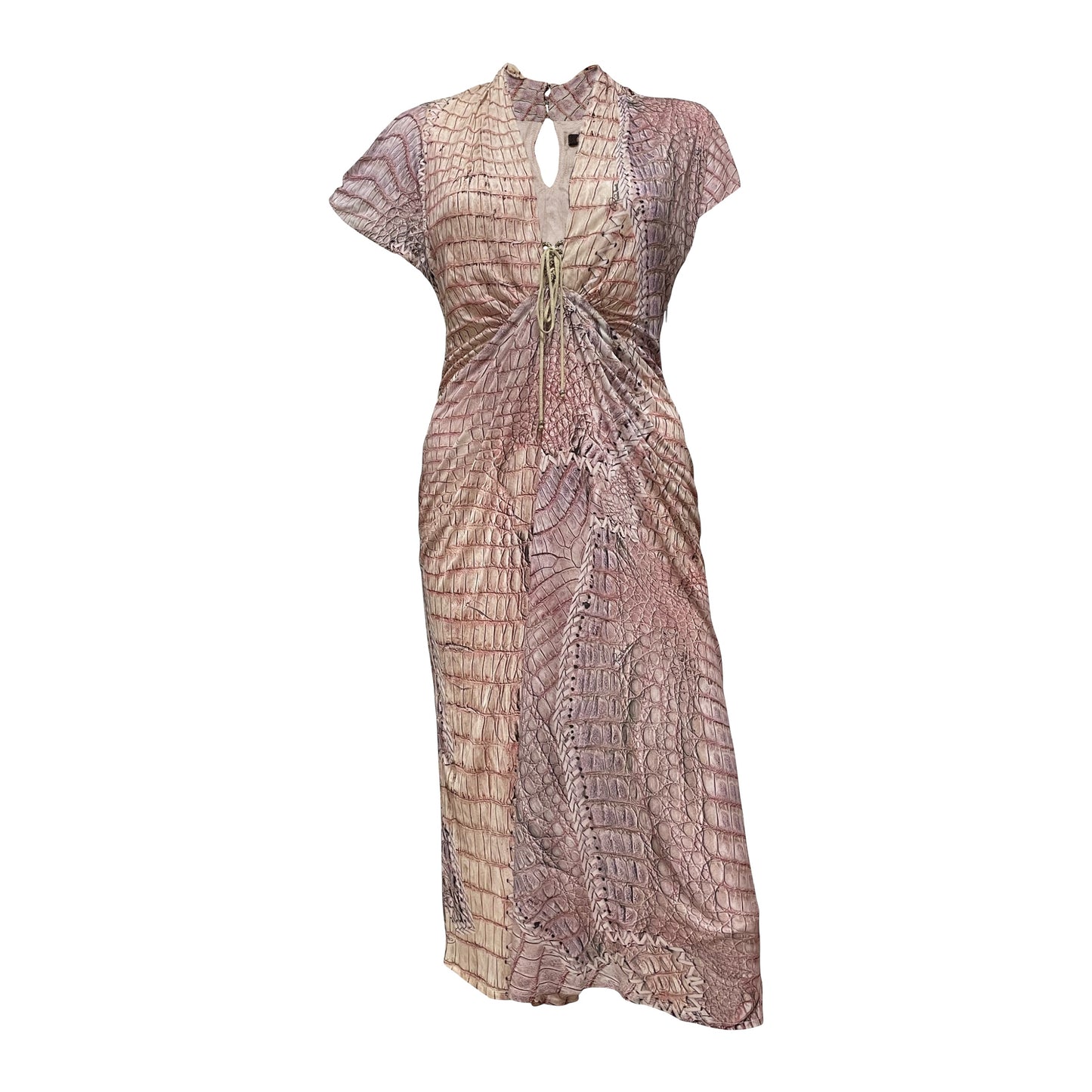 ROBERTO CAVALLI Spring Summer 2011 Crocodile Laced Up Print Dress