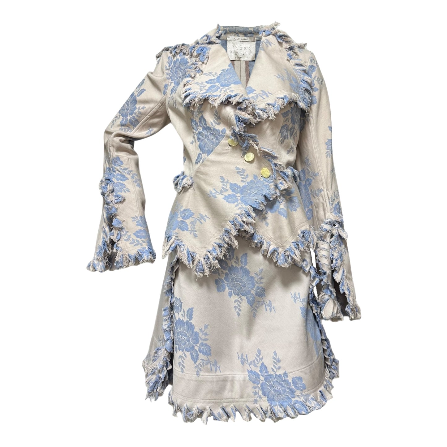 VIVIENNE WESTWOOD Spring Summer 1998 "Tied To The Mast" Floral Jacket and Midi Skirt Set Up