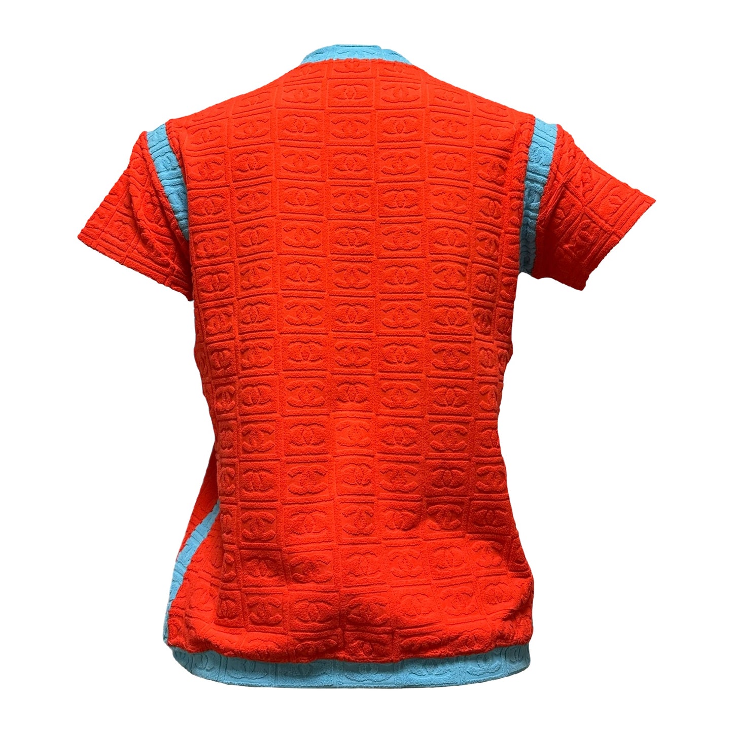 CHANEL Sport Spring Summer 2002 CC Emboss Jacquard Terry Cloth T-Shirt