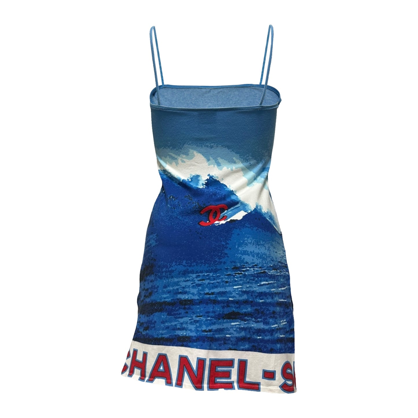 CHANEL Spring Summer 2002 Surf Logo Print Mini Dress