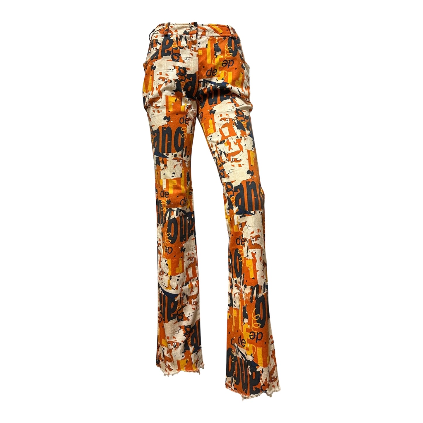CHRISTIAN DIOR Spring Summer 2001 Graphic Print Flared Trousers