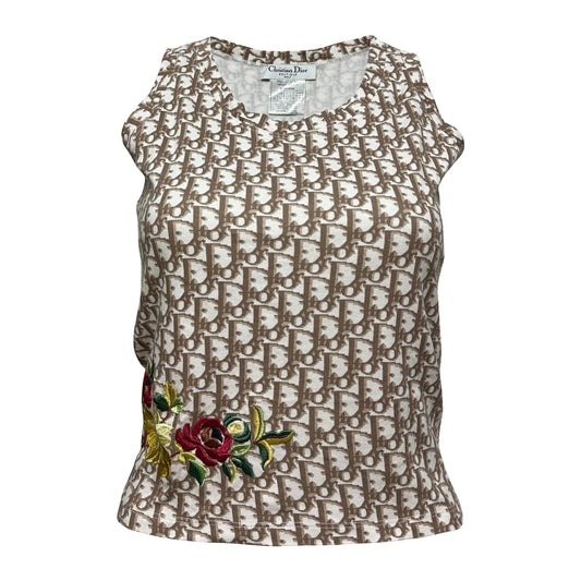 CHRISTIAN DIOR Spring Summer 2005 Diorissimo Floral Embroidered Trotter Tank Top