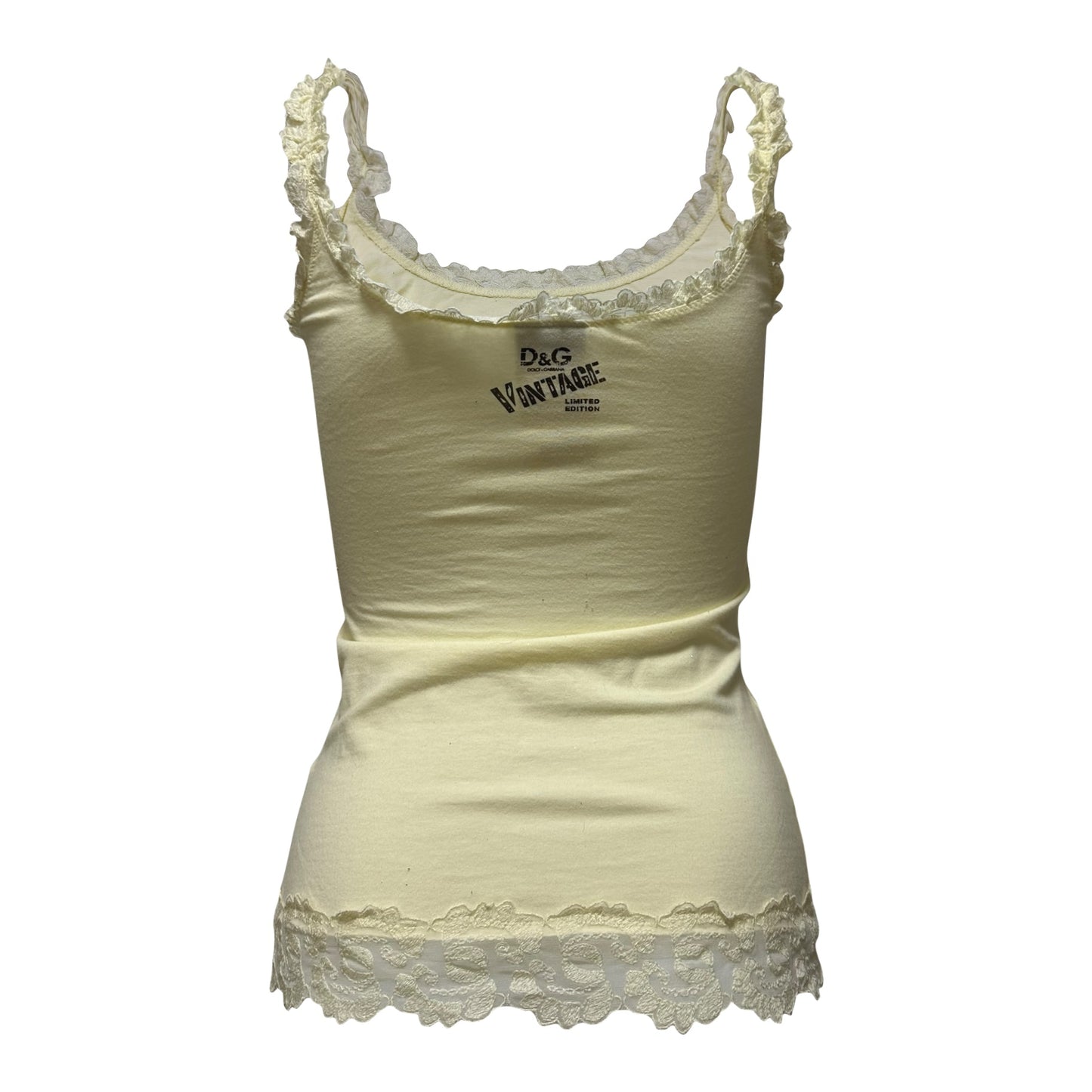 D&G Lace Trim Camisole with “B-NATURAL DO IT YOUR OWN WAY” Print