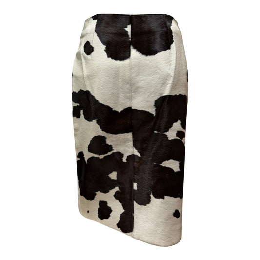 SALVATORE FERRAGAMO Fall Winter 2004 Genuine Cowhide Leather Midi Skirt