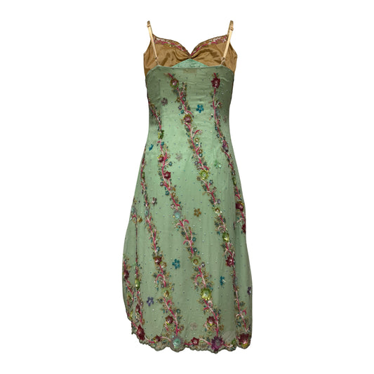 JOHN GALLIANO Spring Summer 2005 Embroidered Silk Midi Dress
