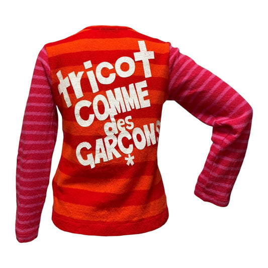 TRICOT COMME DES GARÇONS Logo Print Striped Button-Up Cardigan