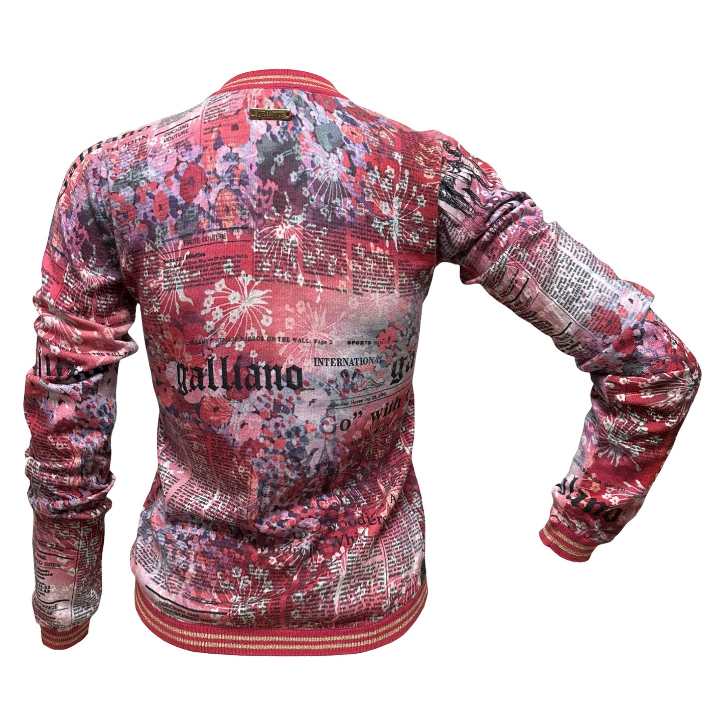 JOHN GALLIANO Floral Newspaper Print Knit Cardigan
