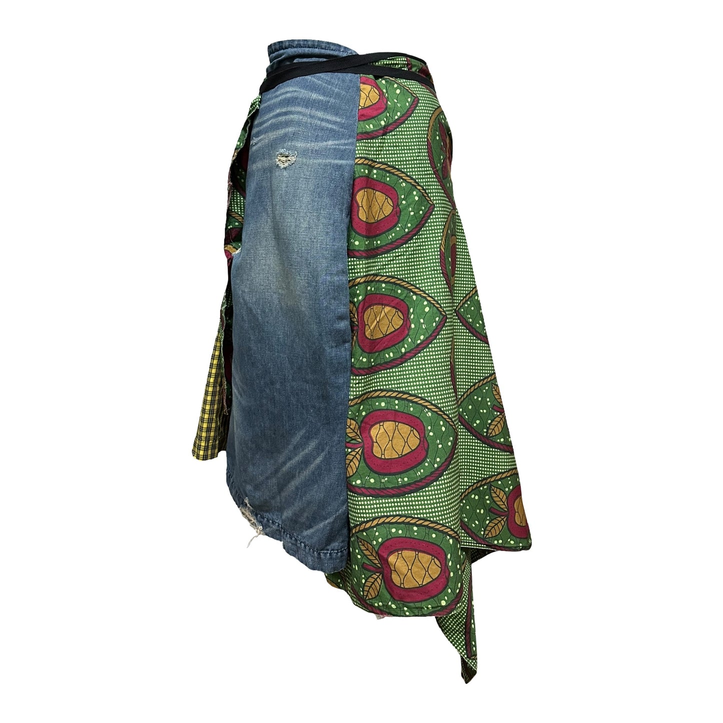 JUNYA WATANABE Spring Summer 2009 African Print Wrap Denim Skirt