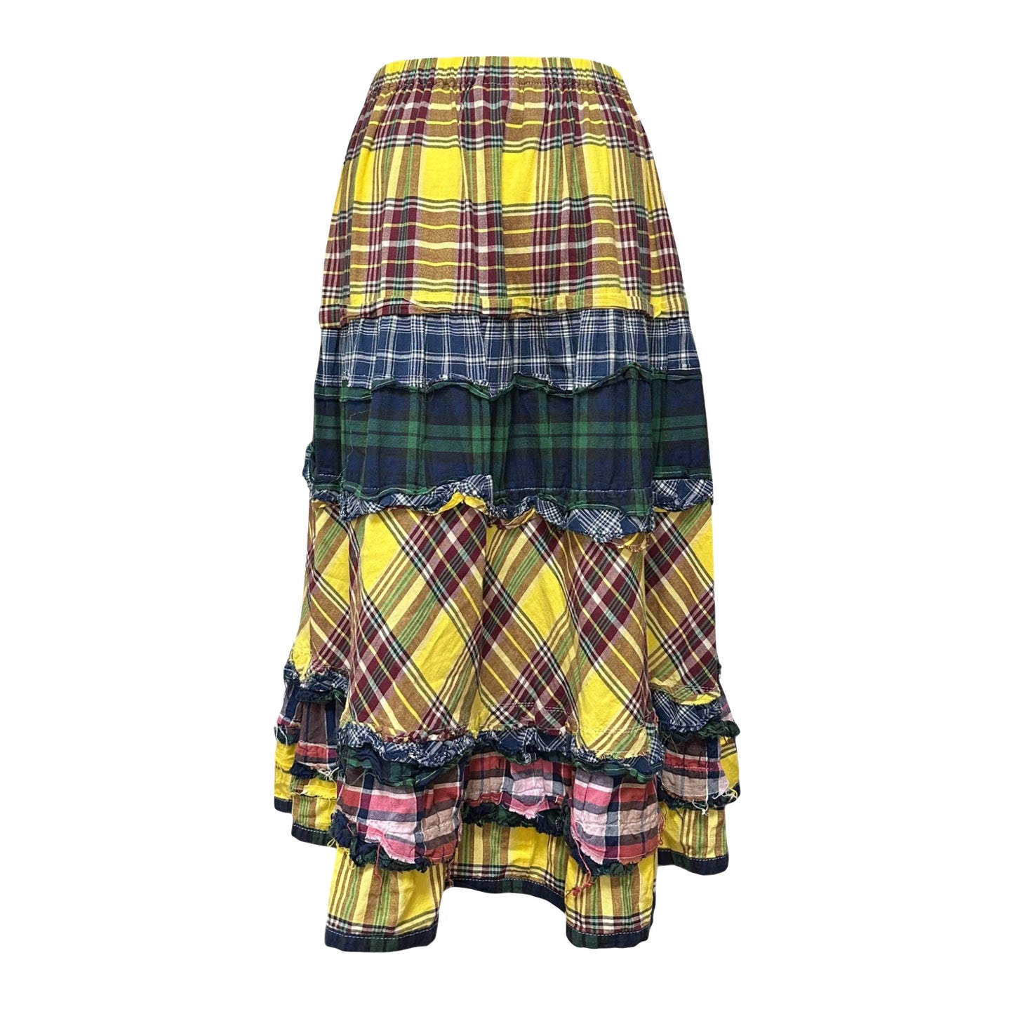 TRICOT COMME DES GARÇONS Patchwork Checkered Flared Midi Skirt