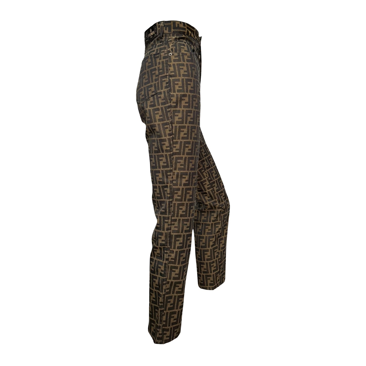 FENDI Vintage FF Zucca Monogram High Rise Straight Leg Pants