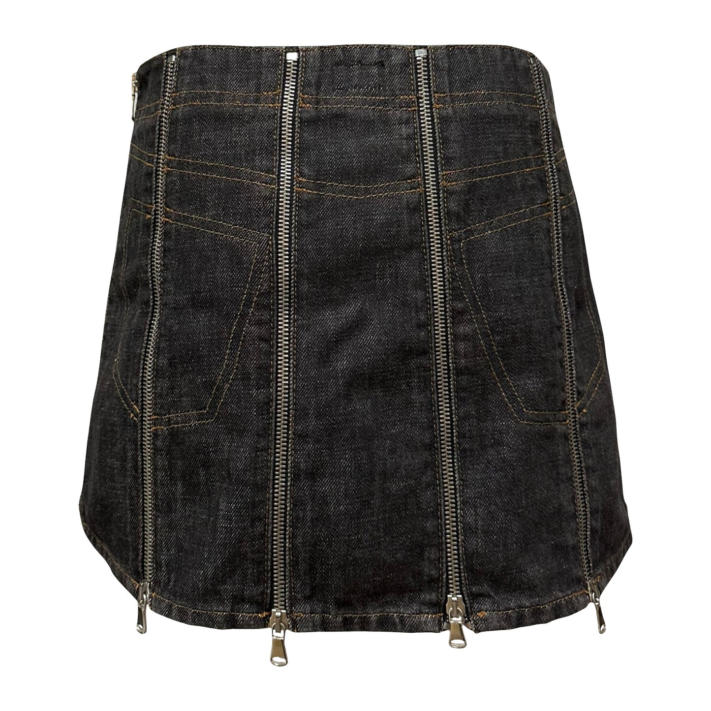 D&G Spring Summer 2003 Zipper Panel Denim Mini Skirt