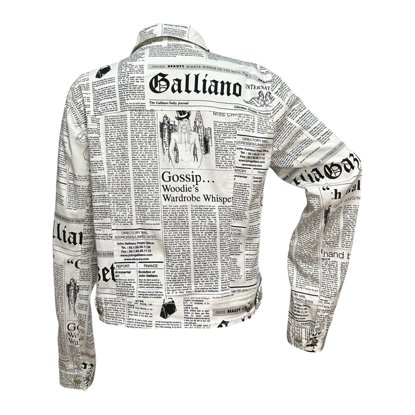 JOHN GALLIANO Fall Winter 2005 Newspaper Print Denim Jacket