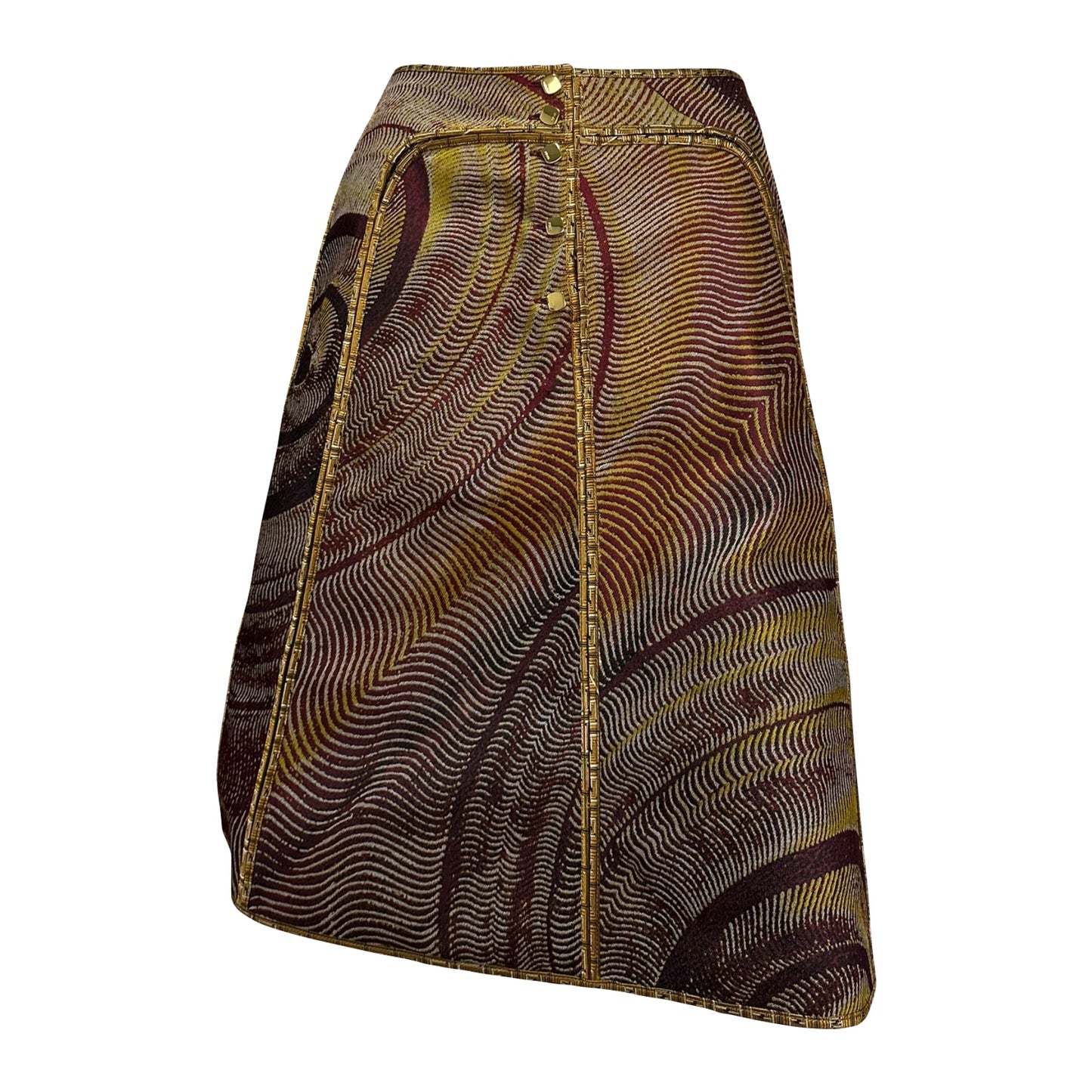 FENDI Fall Winter 2000 Jacquard Flared Midi Skirt