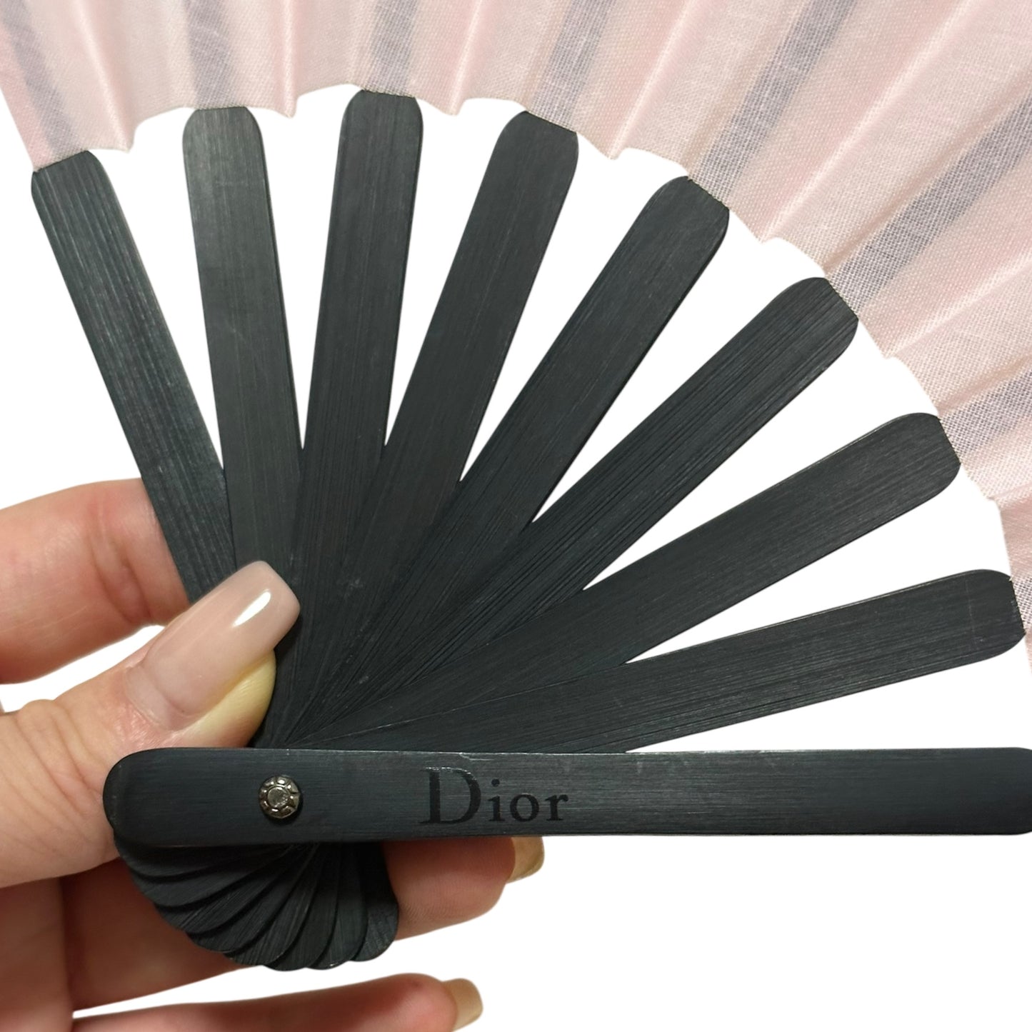 CHRISTIAN DIOR Wooden Folding Hand Fan with Logo