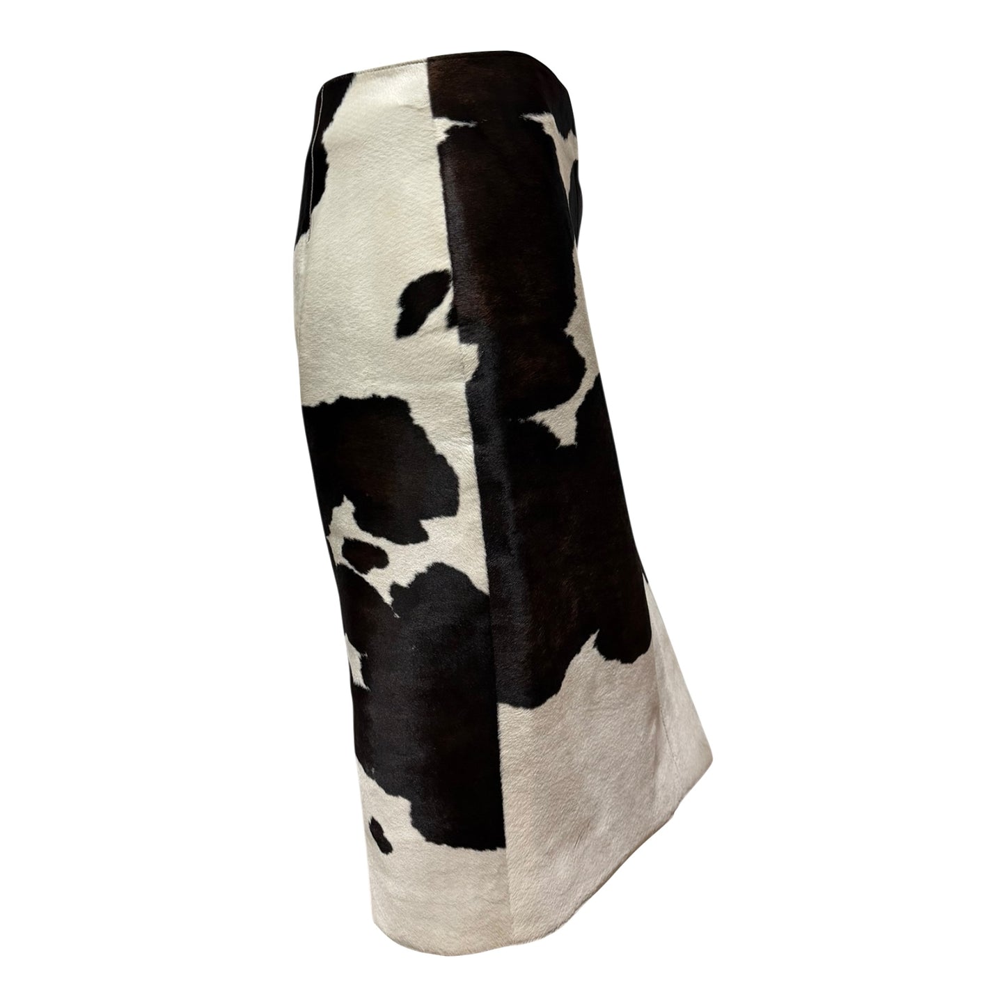 SALVATORE FERRAGAMO Fall Winter 2004 Genuine Cowhide Leather Midi Skirt