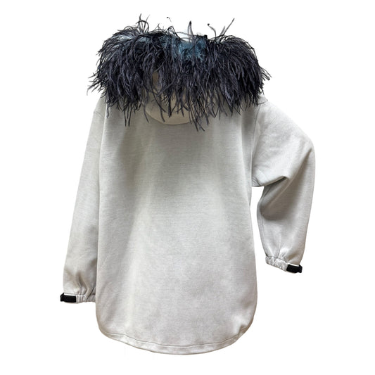 PRADA Fall Winter 2017 "THE LION HOUSE" Zip-Up Hoodie with Ostrich Feathers