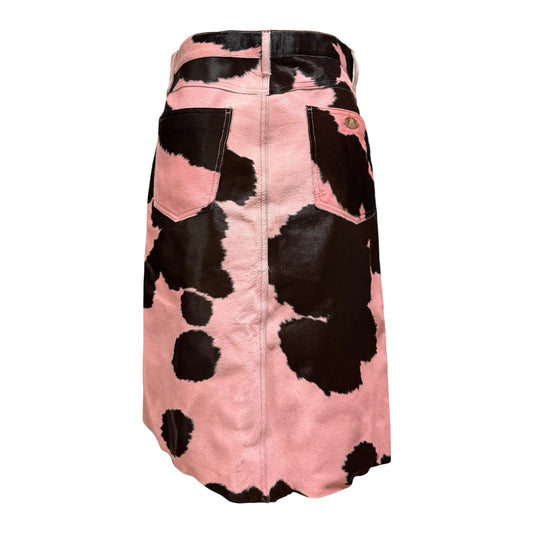 FENDI Fall Winter 1999 Haircalf Leather Midi Skirt